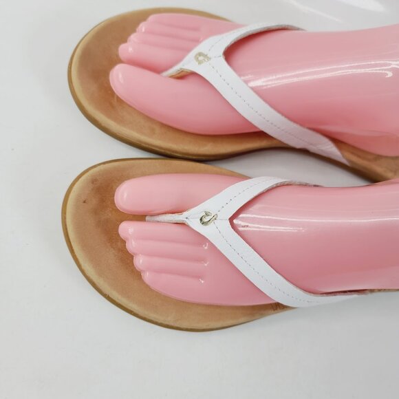 OluKai Women's Bright White Full-Grain Leather Honu Beach Thong Sandal Size 10 - Picture 3 of 6